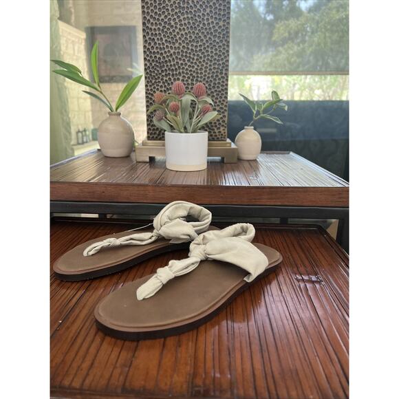 Sanuk Sz 6 Yoga Sling Ella Natural Tan Womens Sandal New Minimalist Rare - Picture 6 of 8